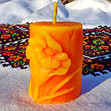 Воскова свічка "Тюльпан" з натурального бджолиного воску, фото 2
