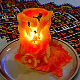 Воскова свічка "Коралові Маки та Колоски" з бджолиного воску, фото 6