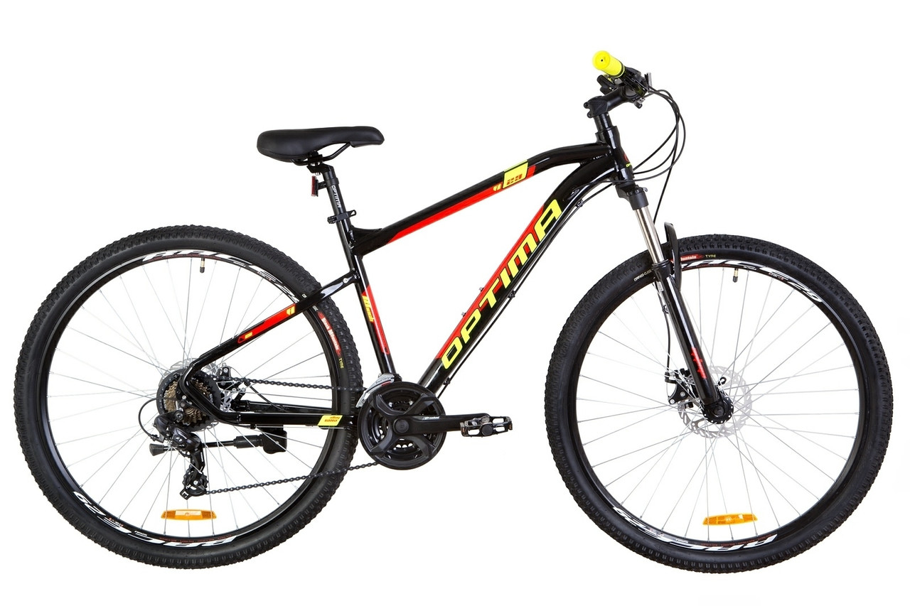 Гірський велосипед OPTIMABIKES AL F-1 DD 29 AM"(чорно-червоний з жовтим)18r