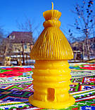 Воскова свічка "Солом'яний вулик" з натурального бджолиного воску, фото 3