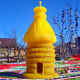 Воскова свічка "Солом'яний вулик" з натурального бджолиного воску, фото 2