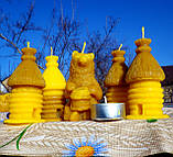 Воскова свічка "Солом'яний вулик" з натурального бджолиного воску, фото 5