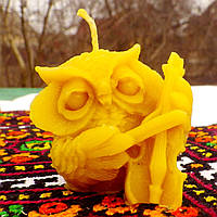 Воскова свічка "Сова-музикант" з натурального бджолиного воску