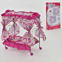 Ліжечко металева FL 987 з балдахіном на колесах