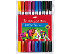 Фломастери Faber-Castell 10 кольорів Fibre tip двосторонні