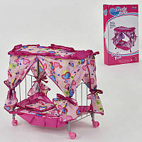 Ліжечко металева FL 992 з балдахіном на колесах