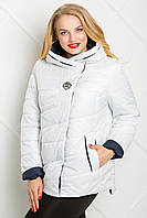 Куртка женская Аврора весна осень стеганная с капюшоном большого размера 50-62 белая