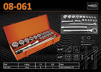 Набор торцевых головок 3/4", 19-50мм, 21шт., NEO 08-061