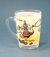 Кухоль скляний 300 мл "Капучино" декор "Кава Бежевий"