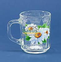 Кухоль скляний 200 мл "Green tea" декор "Ромашка"