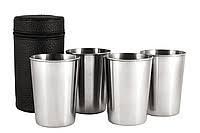 Дорожні стопки ніж. 4 шт. 150 мл, у шкіряному футлярі, фото 1