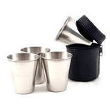 Дорожні стопки ніж. 4 шт. 150 мл, у шкіряному футлярі, фото 3