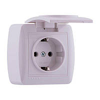 Розетка з кришкою LEZARD DEMET білий, 711-0200-123