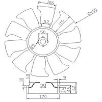 Вентилятор (крильчатка) охолодження двигуна Mitsubishi S4S № 32A48-00300, 32A4800300, 91202-07400, 9120207400