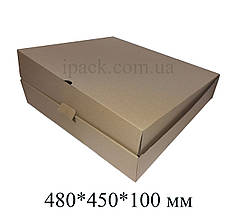 Коробка картонна самозбірна 480х450х100 мм бура крафт мікрогофрокартон