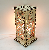 Соляная лампа, ночник, светильник деревянный "Попугай"