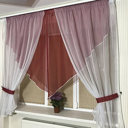 Фіранка на кухню №374 червона, фото 2