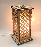 Соляная лампа, ночник, светильник деревянный "Узор плетенка"