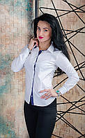 Белая женская рубашка с длинным рукавом размер 42,44,46,48,50