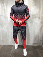 Спортивний костюм чоловічий чорний із червоною весна осінь літо спортивний костюм градієнт РІЗНІ КВІТА