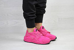 Жіночі весняні кросівки Nike Air Huarache,нубук,малинові, фото 2