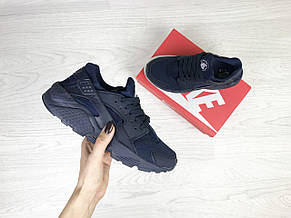Жіночі весняні кросівки Nike Air Huarache,нубук,темно сині 36, фото 3