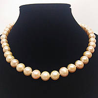 Намисто з якісного ідеально підібраного перлів ніжного персикового кольору із застібкою у вигляді сердечка