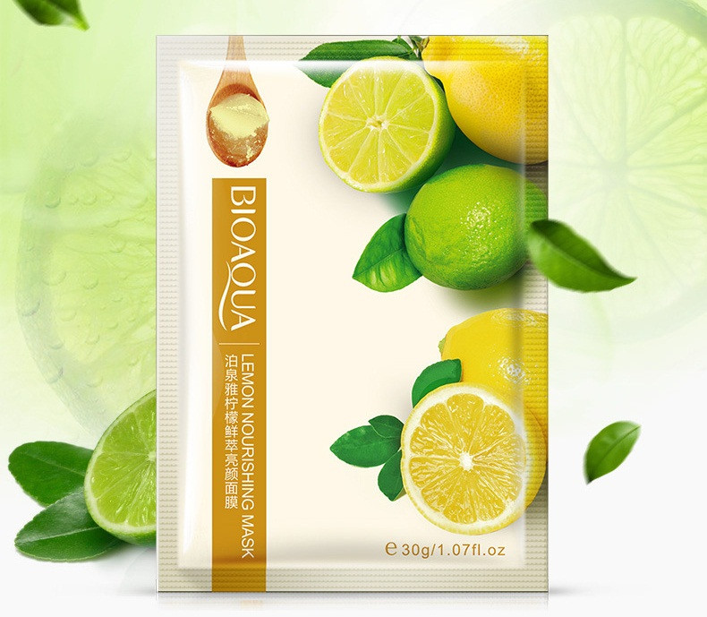 Маска-салфетка для лица питательная с лимоном BIOAQUA Lemon Nourishing Mask (30г) - фото 1 - id-p910916178
