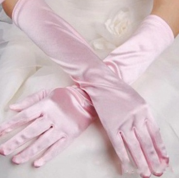 Перчатки атласні рожеві, фото 1