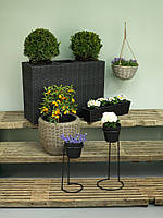 Підлоговий великий садовий горщик для рослин чорний (штучний ротанг), hotdeal, фото 4