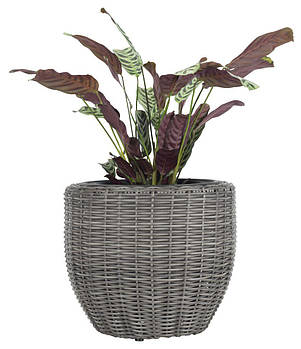 Горщик садовий сірий висота 36см (Петан, штучний ротанг), hotdeal