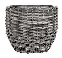 Горщик садовий сірий висота 36см (Петан, штучний ротанг), hotdeal, фото 2