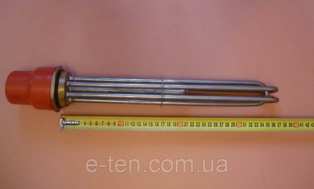 Блок ТЕН прямий нержавійка 7500W / 220V на різьбі 2" (58мм) / L=370мм  (Tenko, Україна)