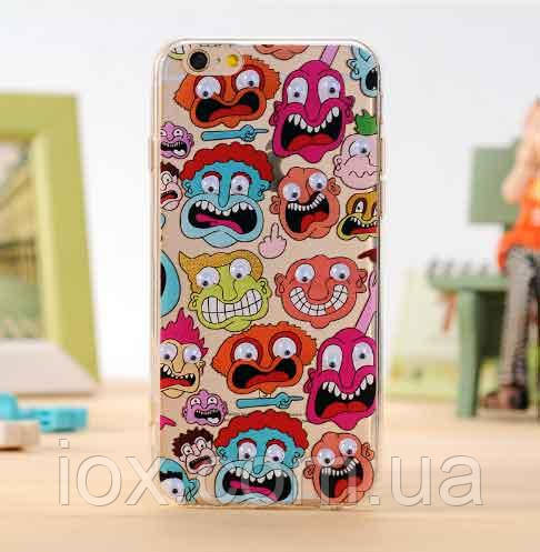 Силіконовий чохол "Карнавал" з бігаючими очима для Iphone 5/5S