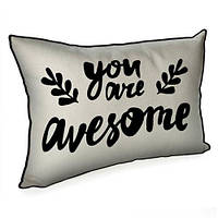 Подушка интерьерная с мешковины You are awesome 45x32 см (43PHB_18L003_WH)