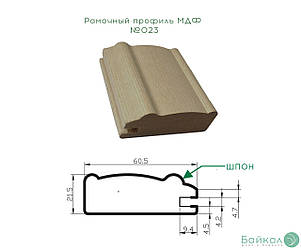 Рамковий профіль МДФ №023 шпонований 22 мм 2,8мх60 мм