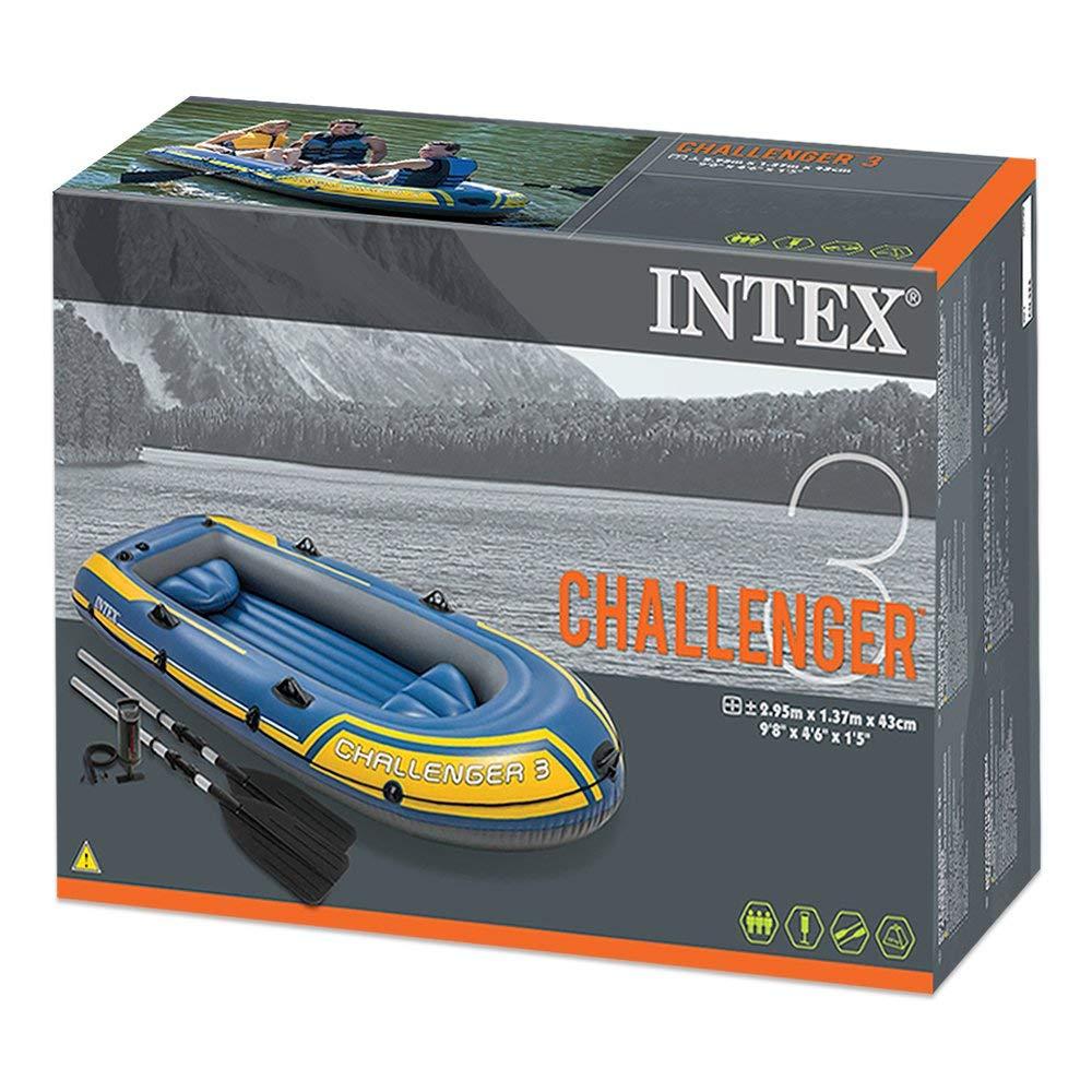 Двомісна Intex надувний човен 68367 (236 х 114 х 41 см) Challenger 2 Set + Пластикові весла і ручний насос