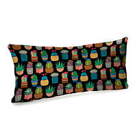 Подушка для дивана бархатная Кактусы на черном фоне 50x24 см (52BP_TFL027)