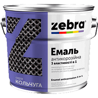 Антикоррозионная эмаль 3 в 1 серии Кольчуга ZEBRA 0,75л червона
