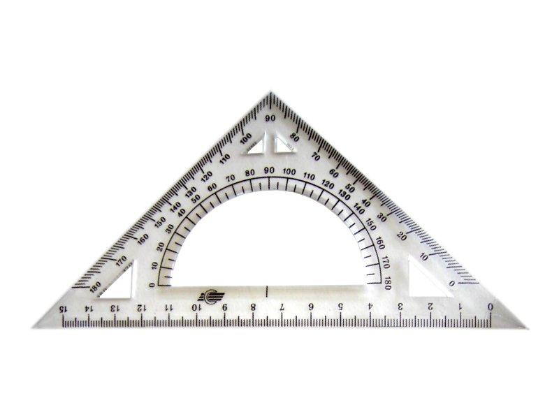 Трикутник пластмасовий 90/45/45 15см з транспортиром У-150 П СПЕКТР