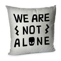 Подушка диванная с бархата We are not alone 45x45 см (45BP_UNI022_WH)