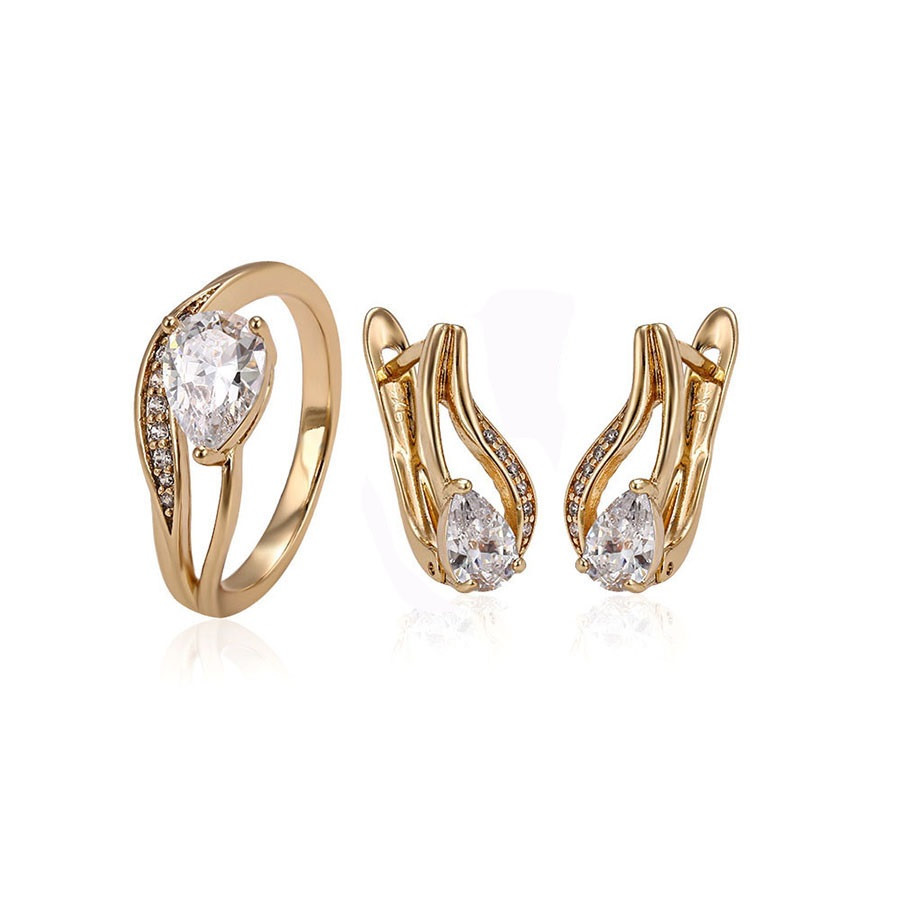 Набір сережки + кільце 17 р. ХР Gold filled 18k