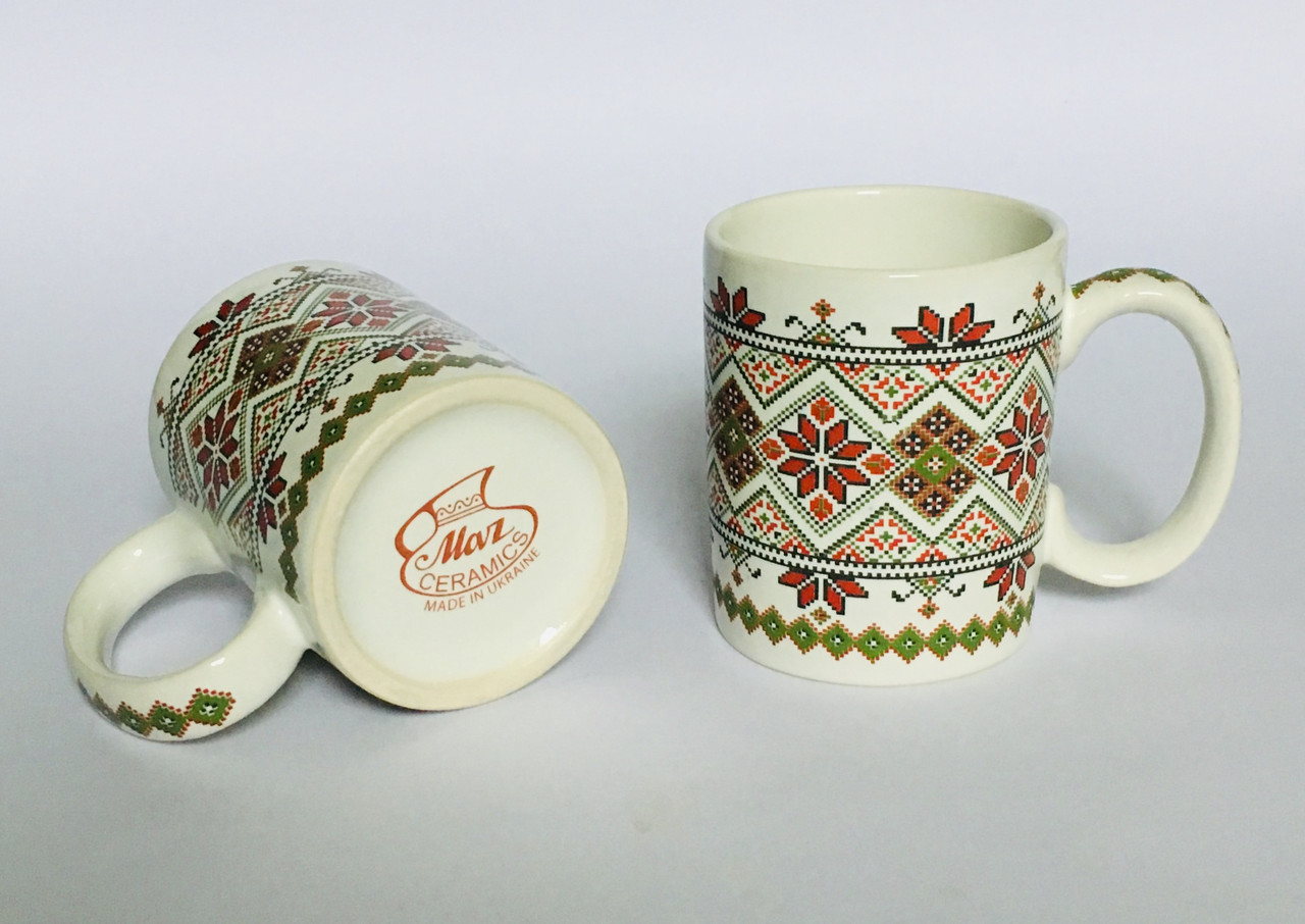 Чашка керамічна 330 мл. Офісна, декор Вишиванка