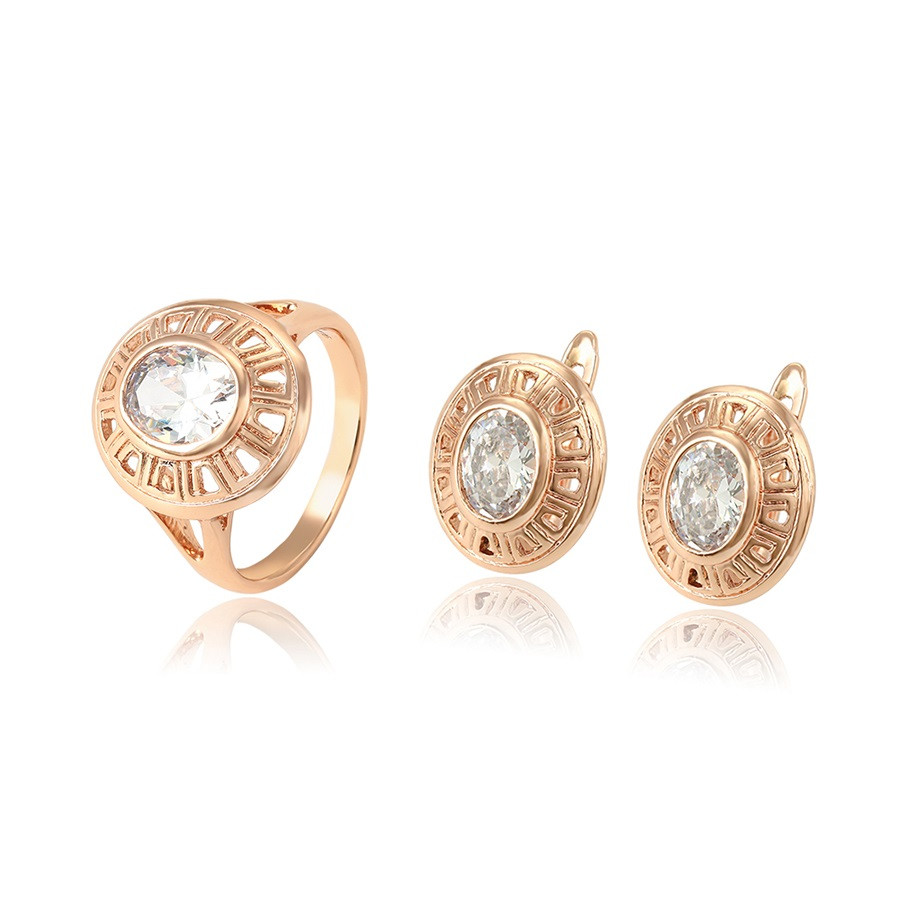 Набір сережки + кільце 18 р. ХР Gold filled 18k. Рожеве золото. 