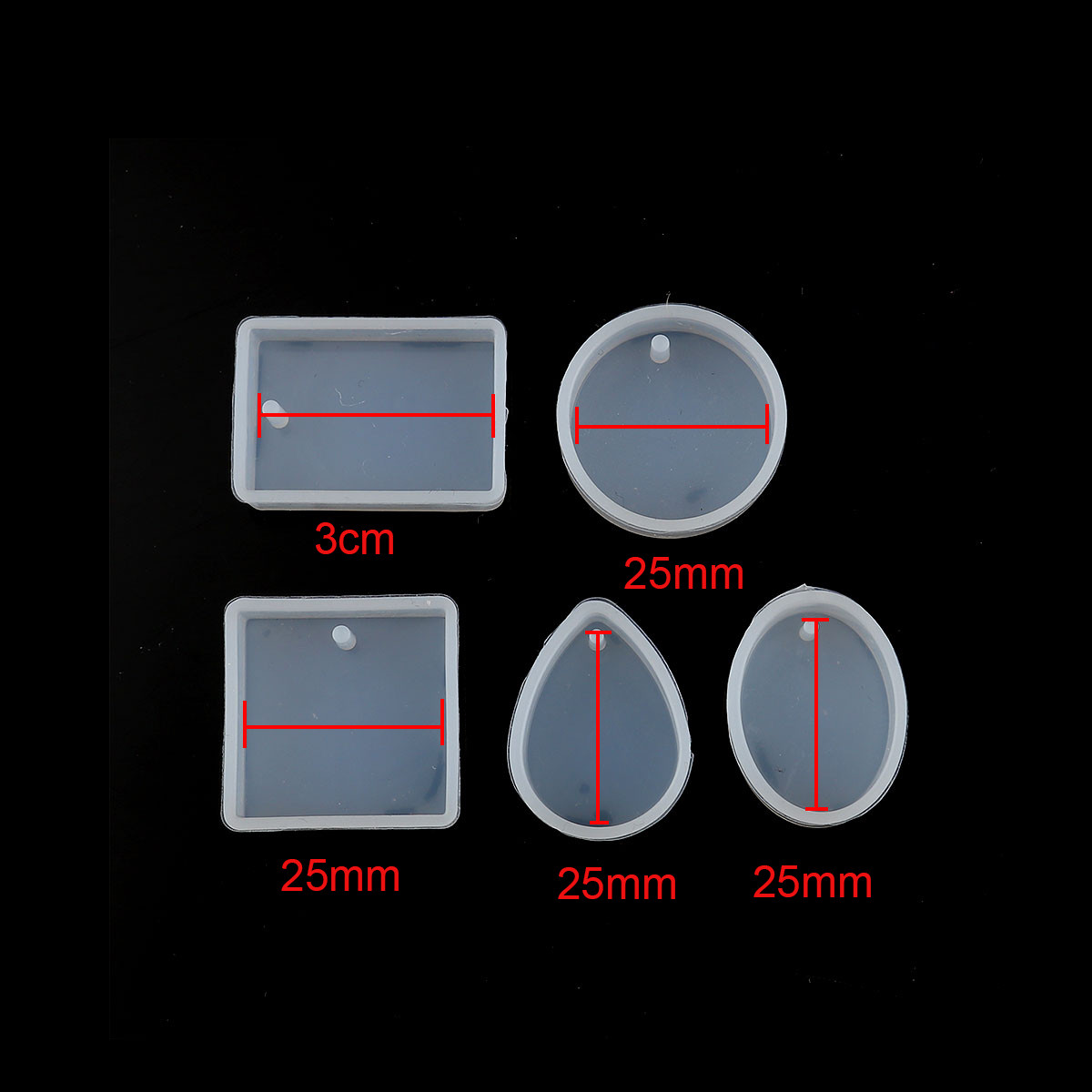 Набор форм для эпоксидной смолы Finding Комплект молдов из 5 форм Белый Силикон 33 мм x 23 мм, 28 мм диаметр - фото 2 - id-p911559424