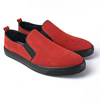 Слипоны мокасины красные нубук женская обувь Sei stupenda BS Red Nub by Rosso Avangard