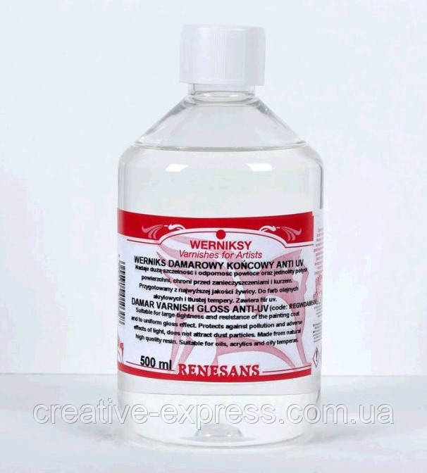 Лак дамарний глянцевий 500мл, Renesans