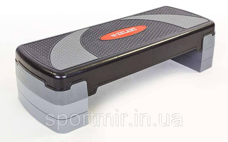 Степ-платформа FI-6292 (пластик, покриття TPR, р-р 78Lx29Wx10H+5+5sм, чорний), фото 1