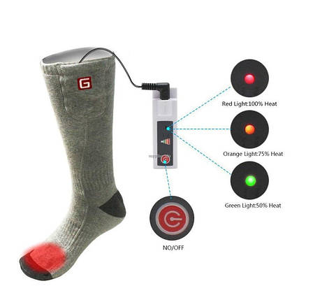 Термошкарпетки з підігрівом "Eco-obigriv UP" з площею обігріву над пальцями та регуляцією температури 38-45 °C, акумуляторні DC, фото 2
