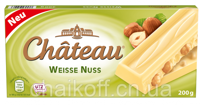 Шоколад білий Chateau Weisse Nuss -з лісовими горіхами 200 м ( Німеччина), фото 1